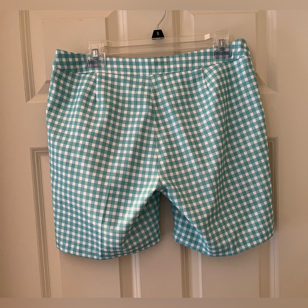 Women’s Callaway Opti-Dri Teal White Checkered Gingham Golf Shorts size 6 - Picture 5 of 5